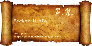 Pecker Nimfa névjegykártya